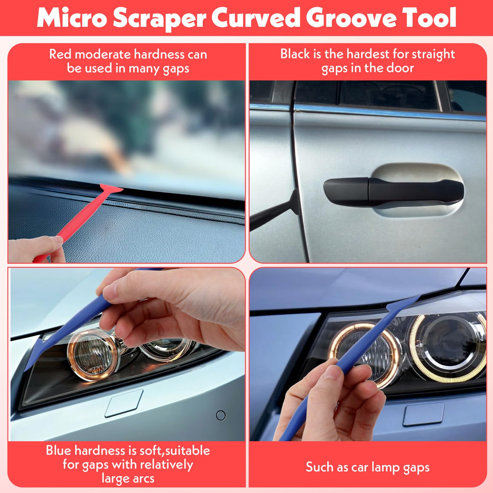 Auto Micro Squeegee Curves Slot Tint Tool Set GLSOWEE 3-Piece Car Vinyl ...
