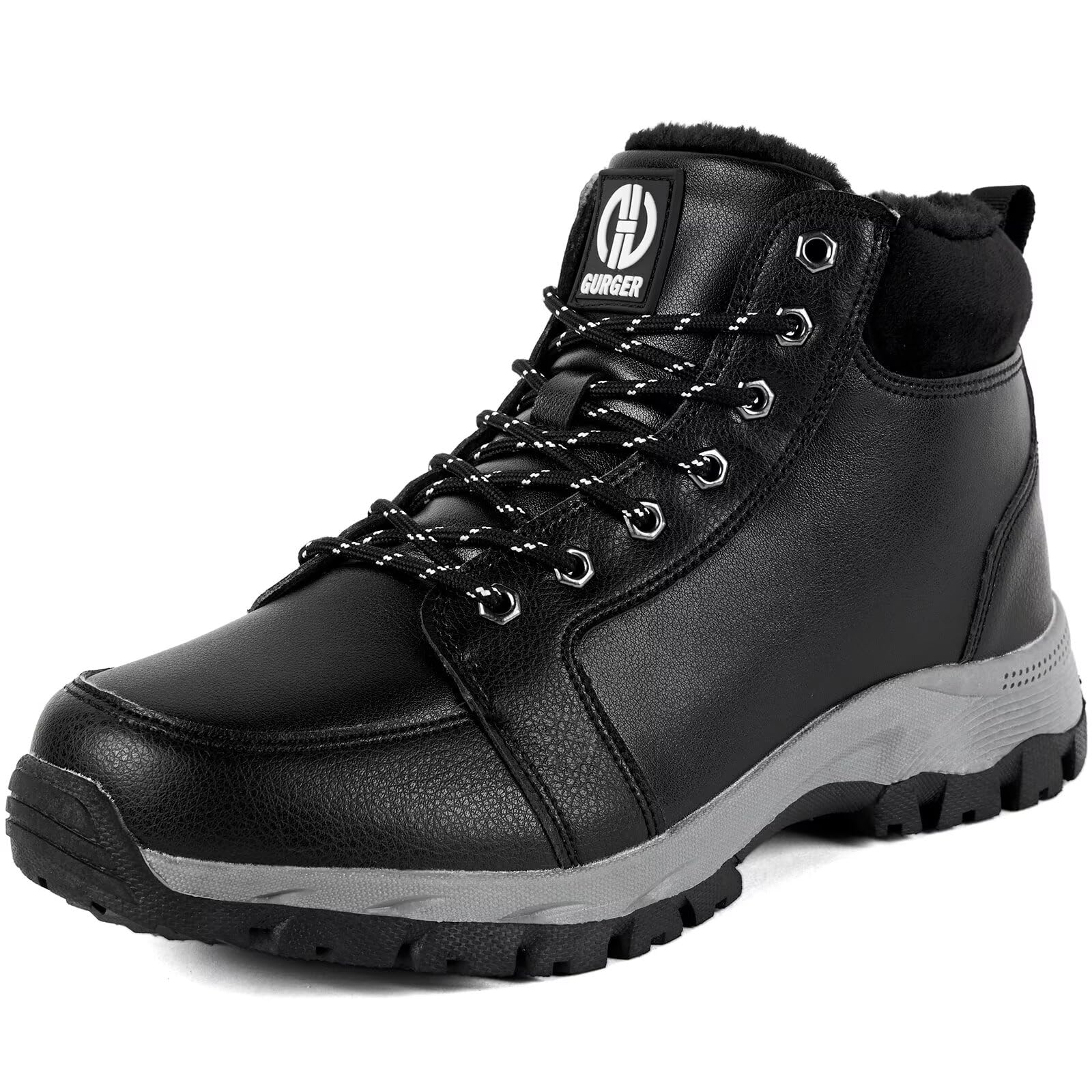 Botas Hombre Invierno Forro Cálido Impermeable Botines de Nieve de Cuero Trekking Zapatos de Senderismo