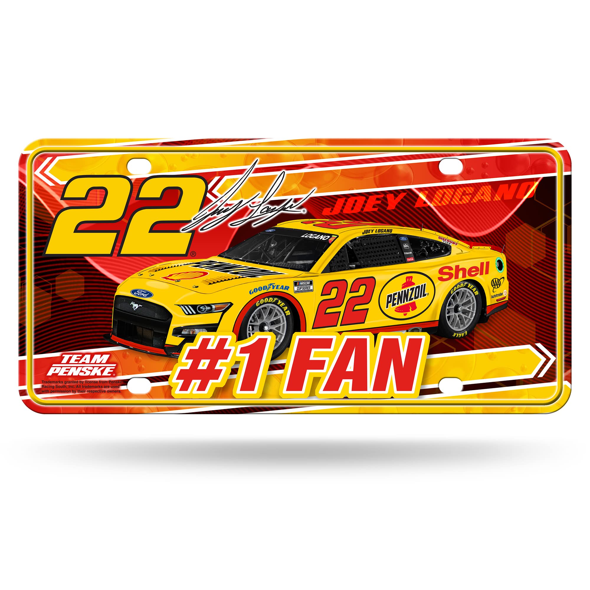 Rico Industries NASCAR Joey Logano #22#1 Fan Metal Auto Tag 8.5