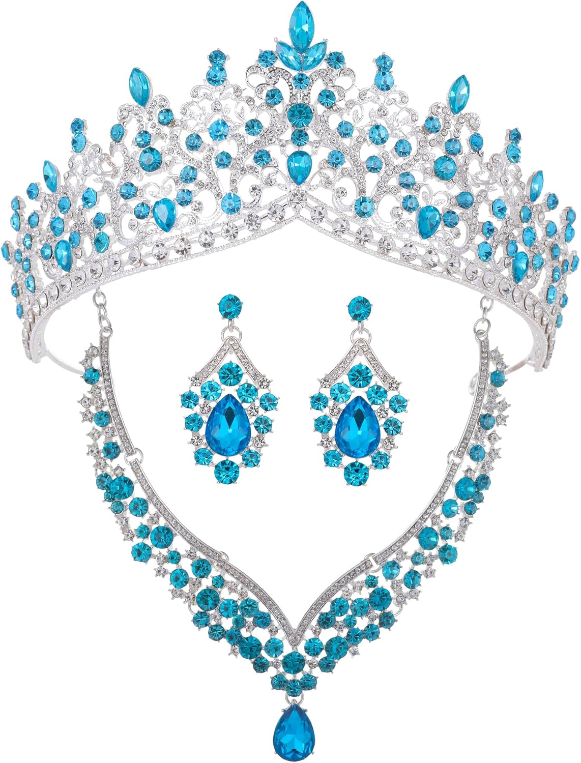 Kamirola Tiaras and Crowns for Women,Tiaras Earrings Necklace, Crystal Bridal Jewelry Set, Costume Party Halloween Prom Pageant Jewelry for Women TR80 - Image 9