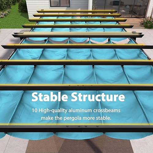 Miniatura 129 de PURPLE LEAF - Pérgola/kiosco retráctil de metal de 10 x 12 pies con toldo para exteriores, patio, jardín, porche, playa, pabellón estilo enrejado