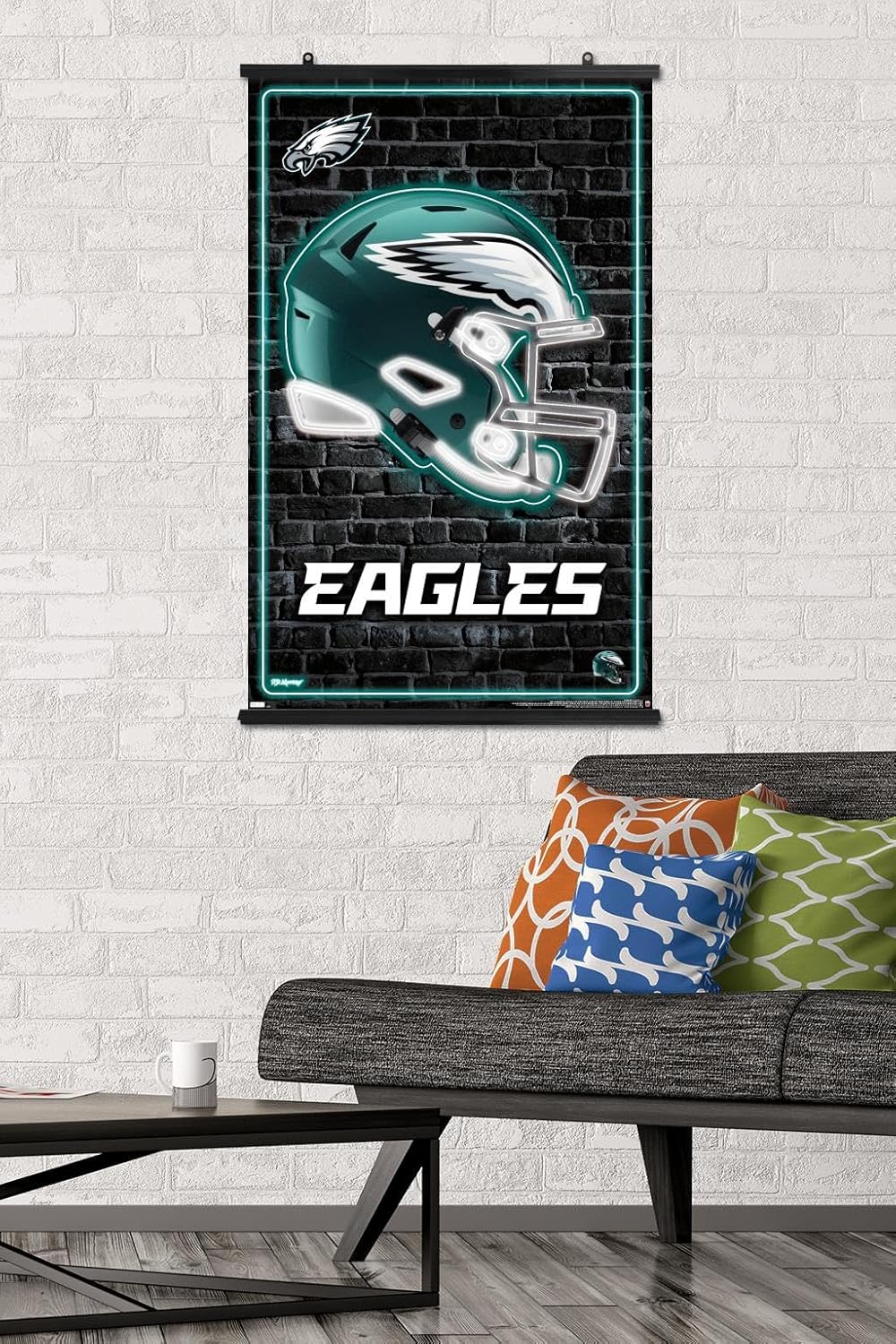 NFL Philadelphia Eagles - Neon Helmet 23 Wall Poster, 34L" x 22.4W", Poster & Clip Bundle - Image 2