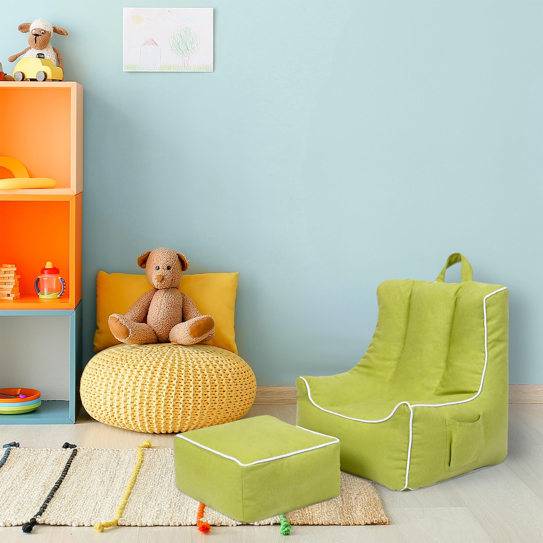 Ready Steady Bed Children's High Chair | Comfortable Children's Furniture | Soft Child-Safe Seat Playroom Sofa | Ergonomically Designed Bean Bag Chair (Africa