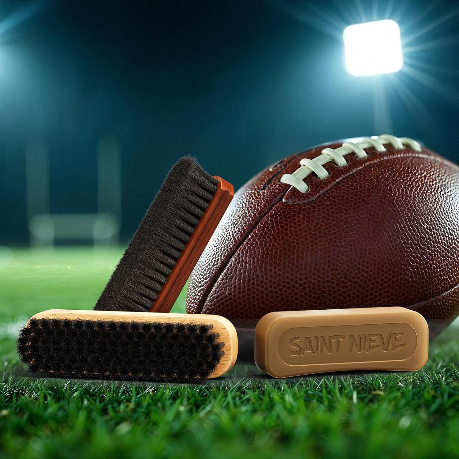 Football Prep Kit with Beeswax & Dual Brushes – Leather Football Conditioning Set for Grip, Break-in & Maintenance
