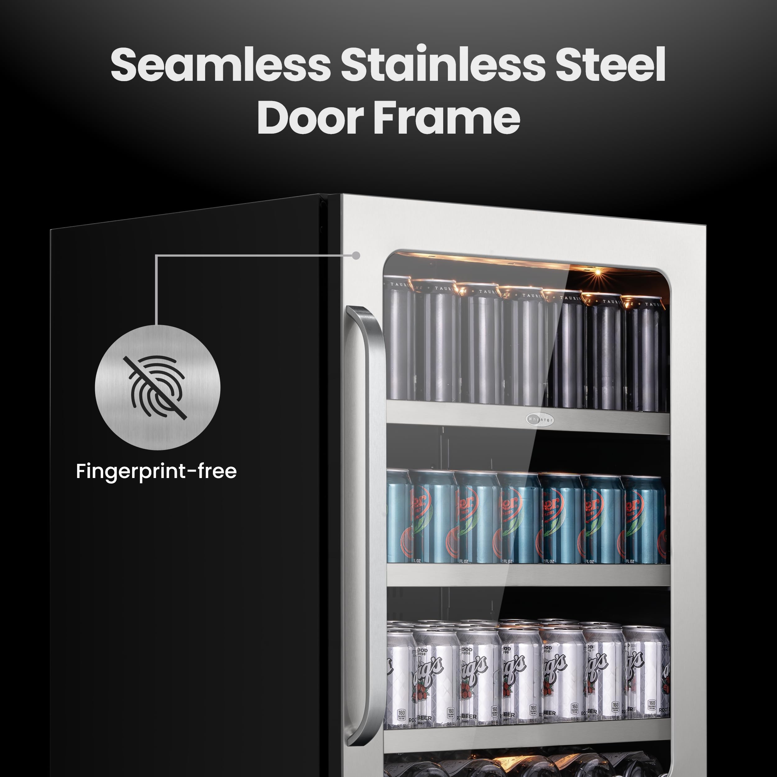 Whynter Bsr-140sb 24 Inch Built-Ln 140 Cans Undercounter Stainless Steel Beverage Fridge With Reversible Door, Digital Control, Lock, And Carbon Filter on Fridge.com - View 3