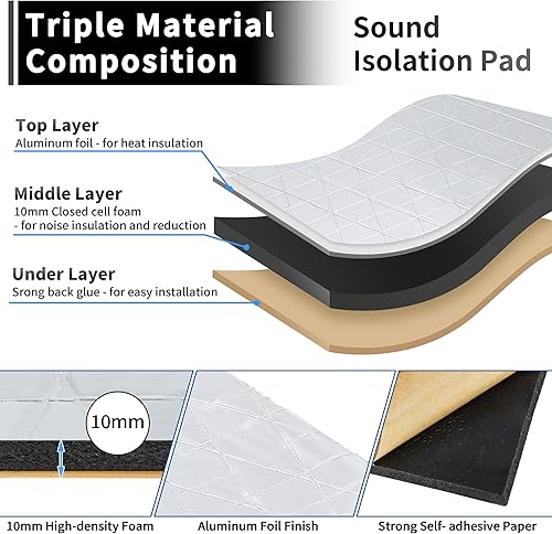 Vista 10 de uxcell 394mil 6.4 sqft almohadilla de estera impermeable para aislamiento del calor, aplicación en silenciador, tubo de escape de autos 40" x 24