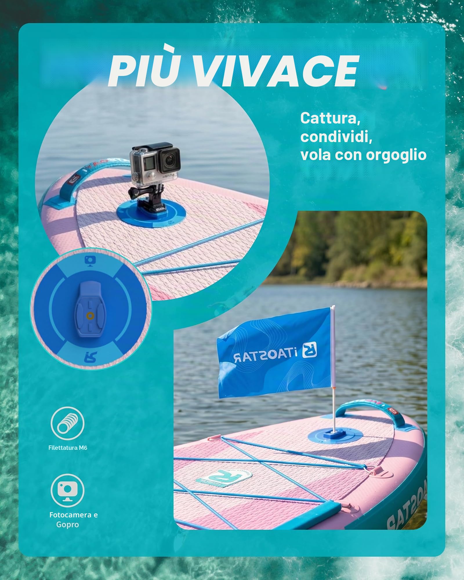 iTAOSTAR Billow - Tavola da paddle extra larga con sedile, accessori per tavola SUP di alta qualità, con 5 pinne, tavola gonfiabile stabile per ragazzi e adulti di tutti