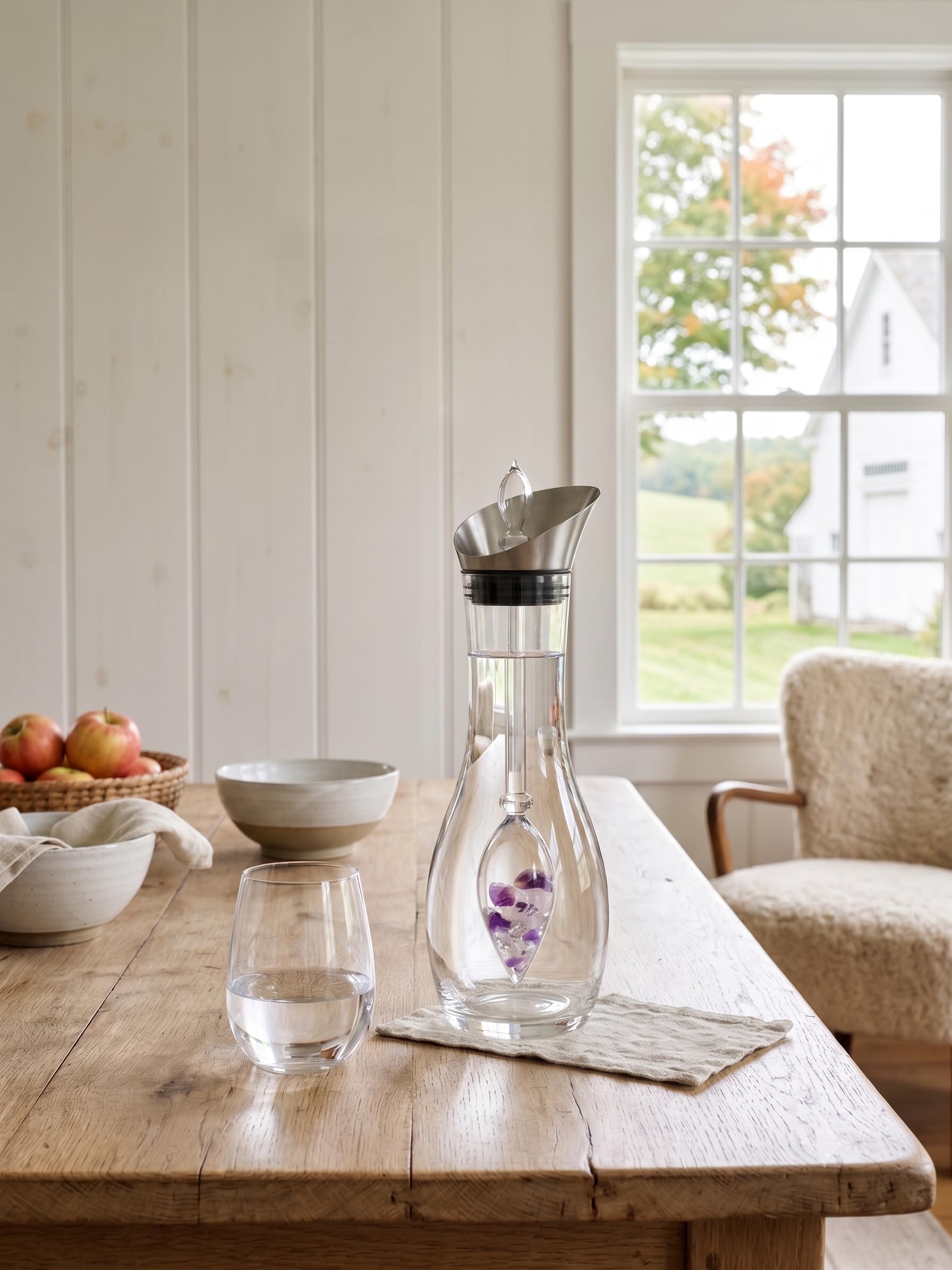VitaJuwel Era WELLNESS - Caraffa d'Acqua delle Gemme con Ametista, Quarzo Rosa e Cristallo di Rocca