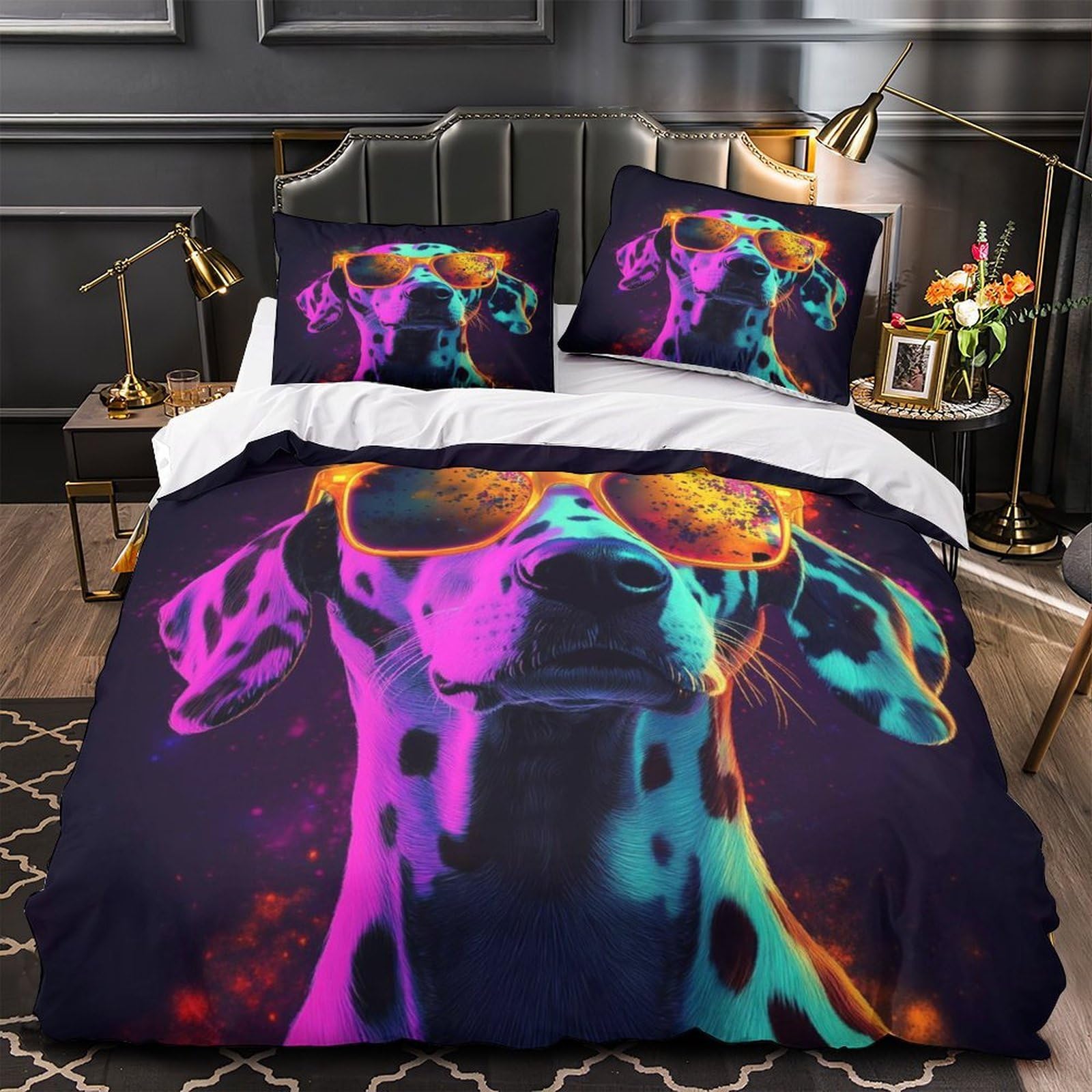 Parure de lit chat cool 3D avec microfibre haut de gamme et fermeture éclair invisible