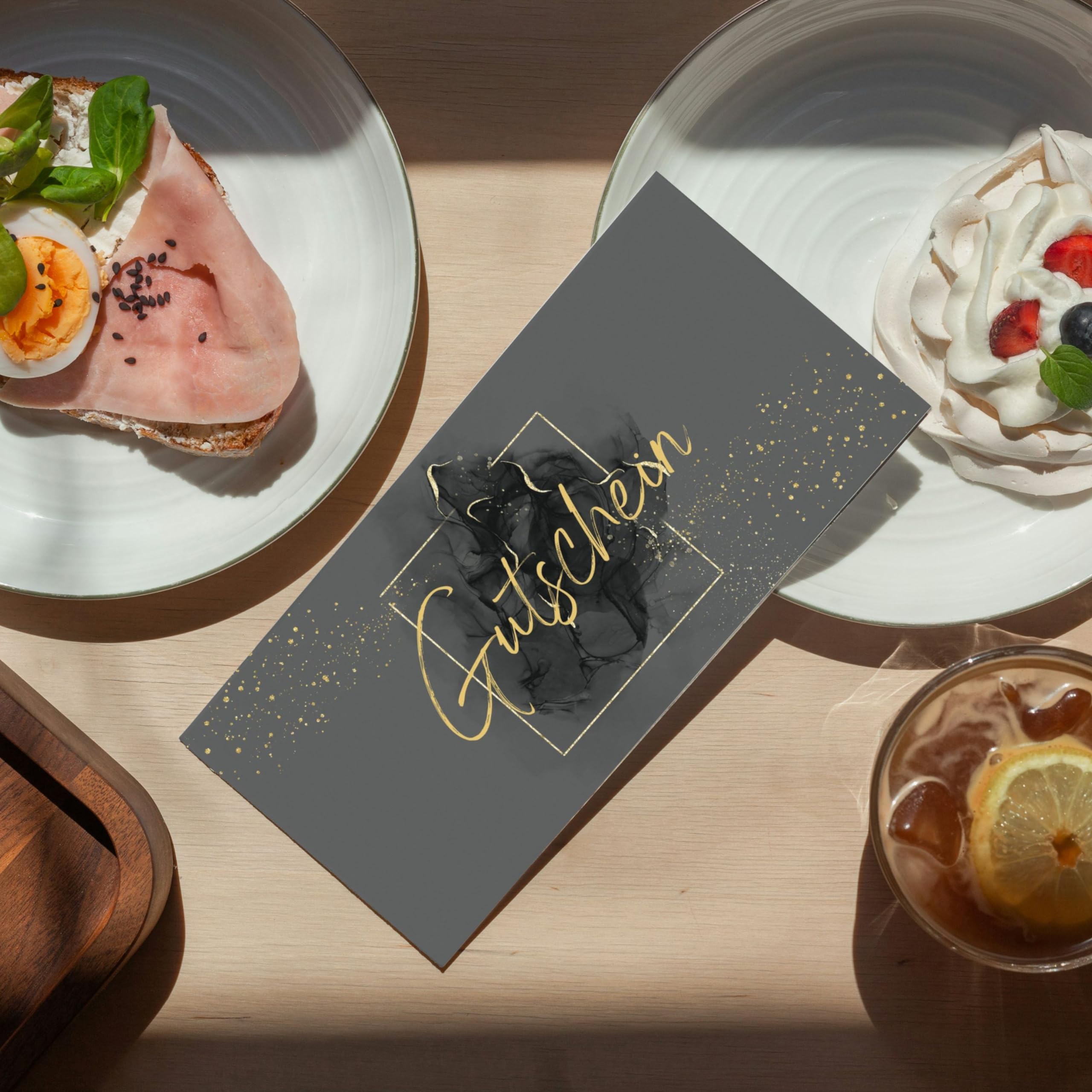 Blanko Gutscheine zum selber Ausfüllen - Hochwertige Gutscheinkarten für Unternehmen, Firmen & Gastronomie (50x Stück, Gold)