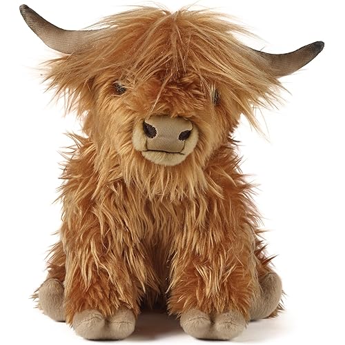 Living Nature Highland Cow Brown Stuffed Animal | Premium Plush Farm Toy | Soft Toy Easter Gift for Kids | for Ages O and Up | 9 Inches