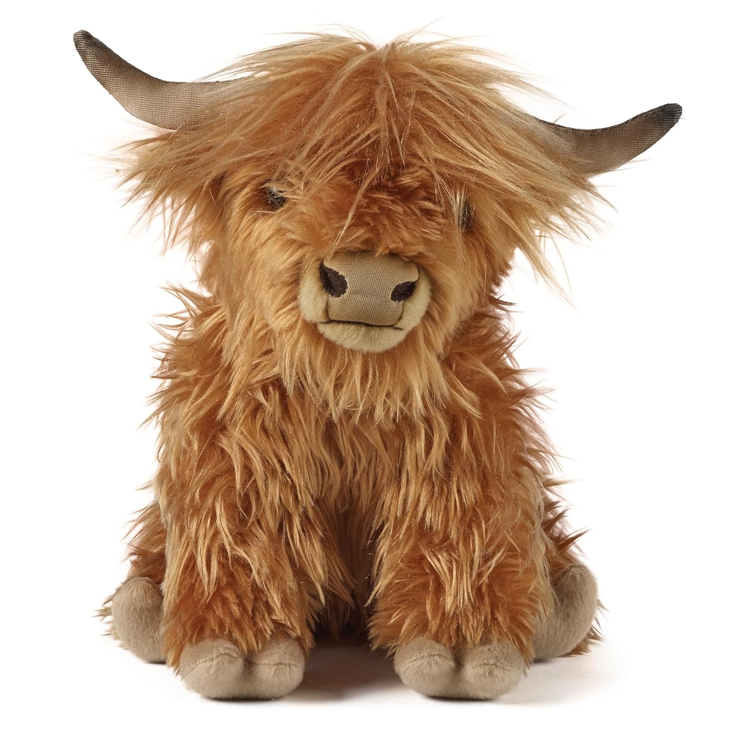 Living Nature Highland Cow Brown Stuffed Animal | Premium Plush Farm Toy | Soft Toy Easter Gift for Kids | for Ages O and Up | 9 Inches