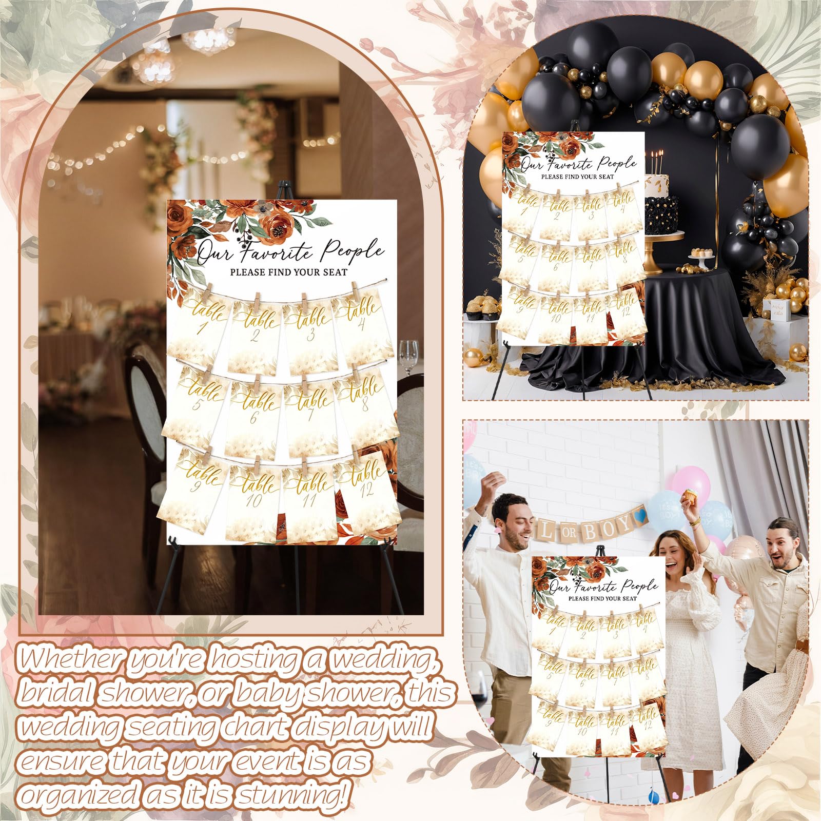 Amazon.com: Pinkunn Terracotta Floral Wedding Seating Chart with