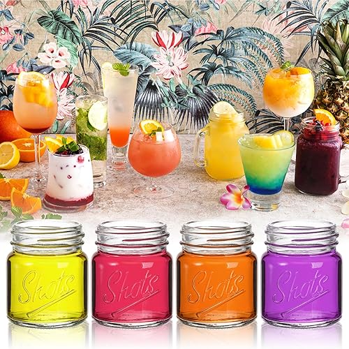 Miniatura 6 de Lawei Paquete de 24 vasos de chupito de 2 onzas, mini tarros de masón, vasos de chupito transparentes, vasos pequeños para vodka, whisky, tequila,