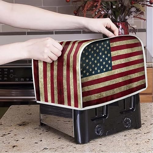 Miniatura 2 de Mumeson Cubierta para tostadora con estampado de bandera estadounidense, tostadora de 4 rebanadas, para hacer pan, cubiertas a prueba de polvo,