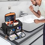 Sac de toilette tactique pour les hommes, Sac d'hygiène suspendu, Kit Dopp de voyage Organisateur pour le rasage, l'essentiel de douche et des articles de toilette, Noir (Sac d'empattement)