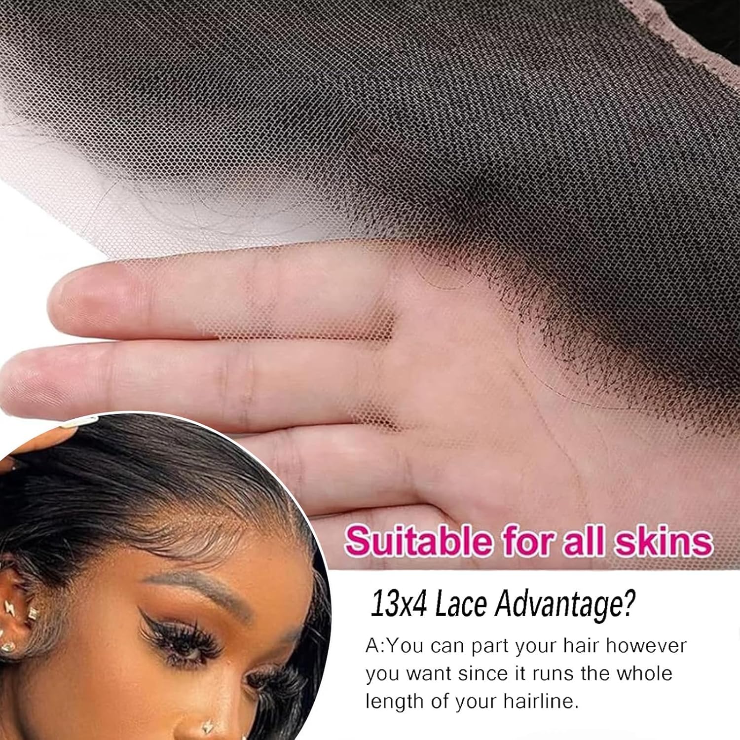 13x4 Lace Frontal Closure Body Wave Ear to Ear HD Lace Frontal 14 Inch Brazilian Human Hair Closure Free Part 150% Density Body Wave Hair Extensions Pre Plucked Natural Black