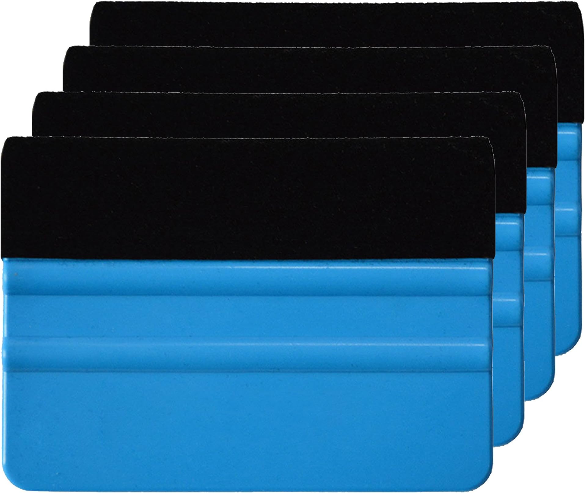 4 Pack - Pro Professional Vinyl Squeegee Wrapping Squeegee Thick Felt Tool Applicator Edge Scraper Car Van Bike Wrap - Blue