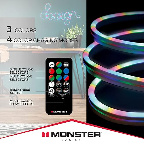 Miniatura 3 de Paquete de 2 tiras LED de neón con tecnología de flujo de color RGB Monster de 6.5 pies, Xtreme fácil instalación de bricolaje