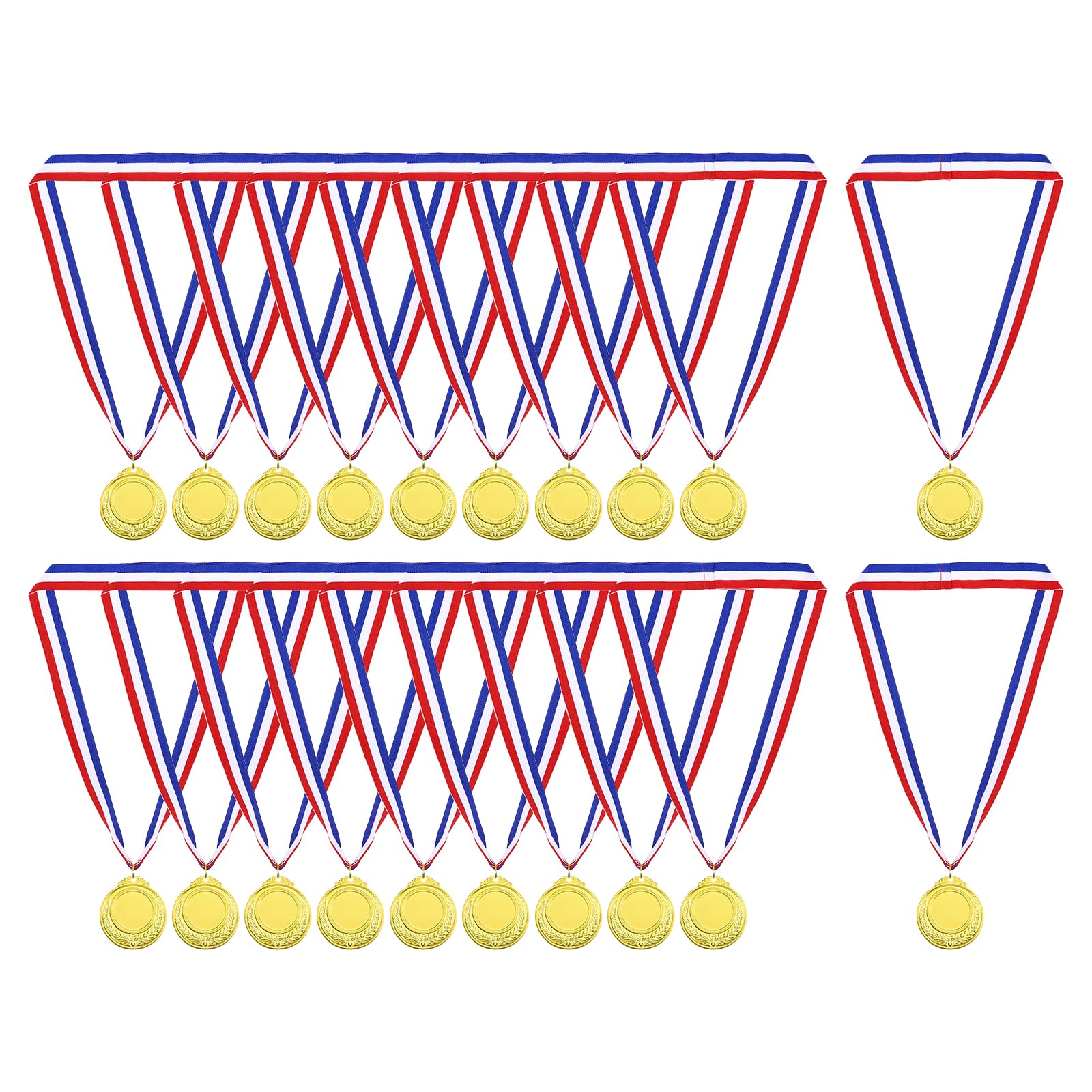 PATIKIL Gold Award Medals, Blank Style Winner Medals with Neck Ribbon Metal Medals Prizes for Competitions, Party Decoration