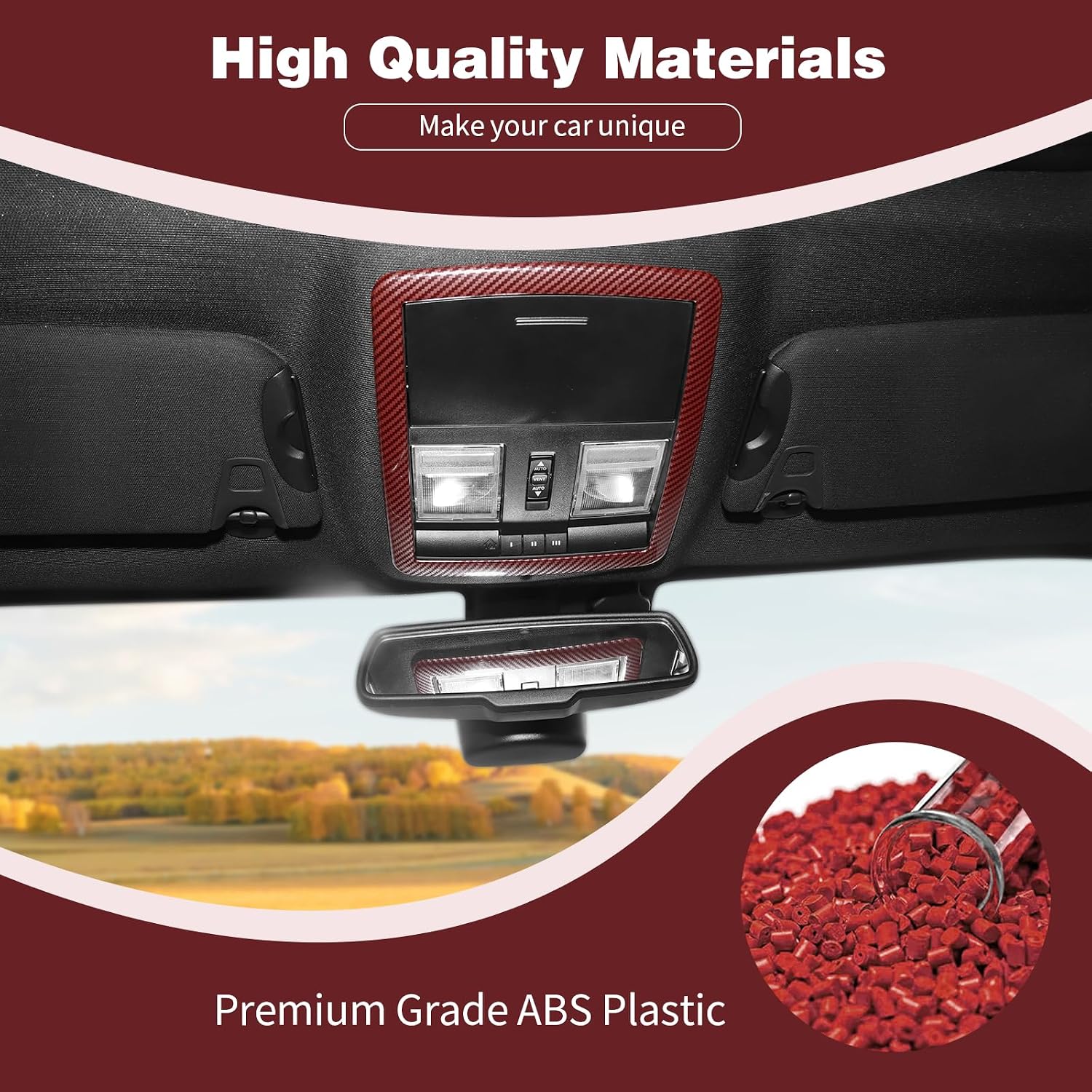 for Challenger Overhead Console Panel Trim Cover Fit for Dodge Challenger 2010-2023 Red Carbon Fiber Interior Accessories 1pcs