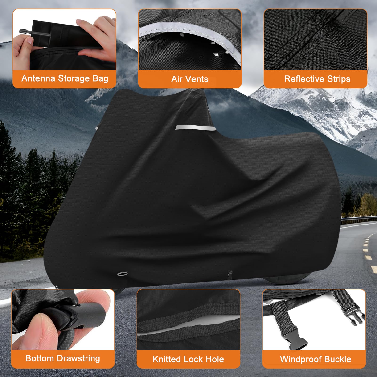 Motorradabdeckung Outdoor für Kawasaki Z650 Z900 Ohne Kofferraum, Schwarz | Wasserdicht wetterfest Motorrad Abdeckplane Abdeckung, 420D Oxford-Stoff Motorrad Abdeckung Plane