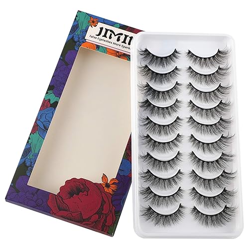 Miniatura 7 de JIMIRE Pestañas postizas de aspecto natural, pestañas postizas esponjosas y finas, pestañas de ojo de gato con banda fina, pestañas postizas