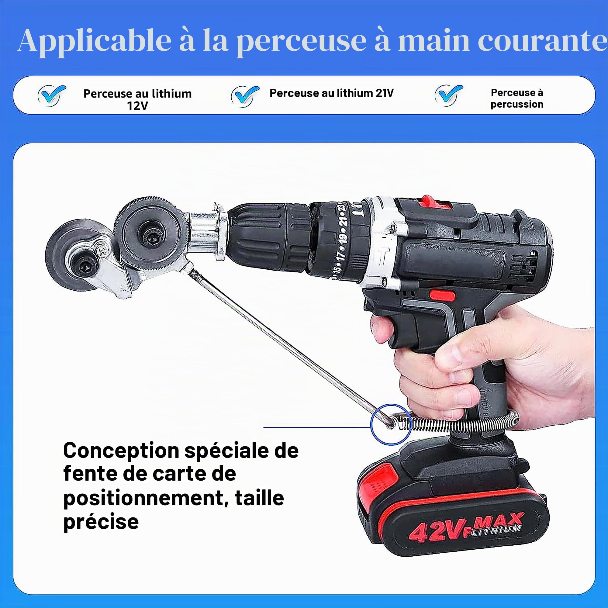 Plaque de perceuse électrique en métal avec cisailles - Embout de grignoteuse, pinces à tôle pour visseuse sans fil, double tête de coupe, coupe-tôle pour visseuses sans fil, avec adaptateur et