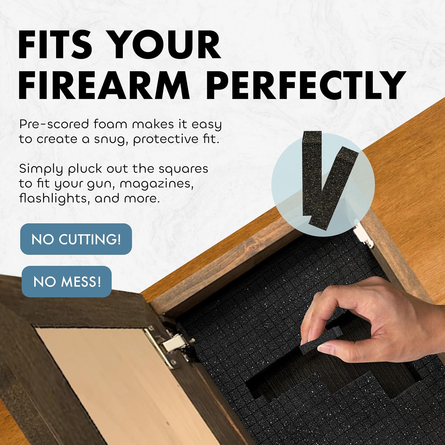 Bellewood Designs Layered Cross Hidden Gun Safe Furniture - Handcrafted Gun Concealment Furniture - Quick Access Concealment Shelf with Magnetic Lock - Hidden Gun Storage for Handguns