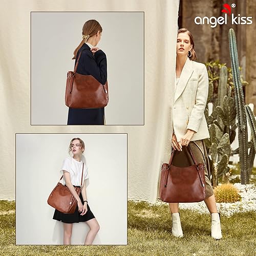 Miniatura 6 de HuxFam Bolso Hobo para mujer, de cuero vegano, bolso cruzado de gran capacidad con correas ajustables