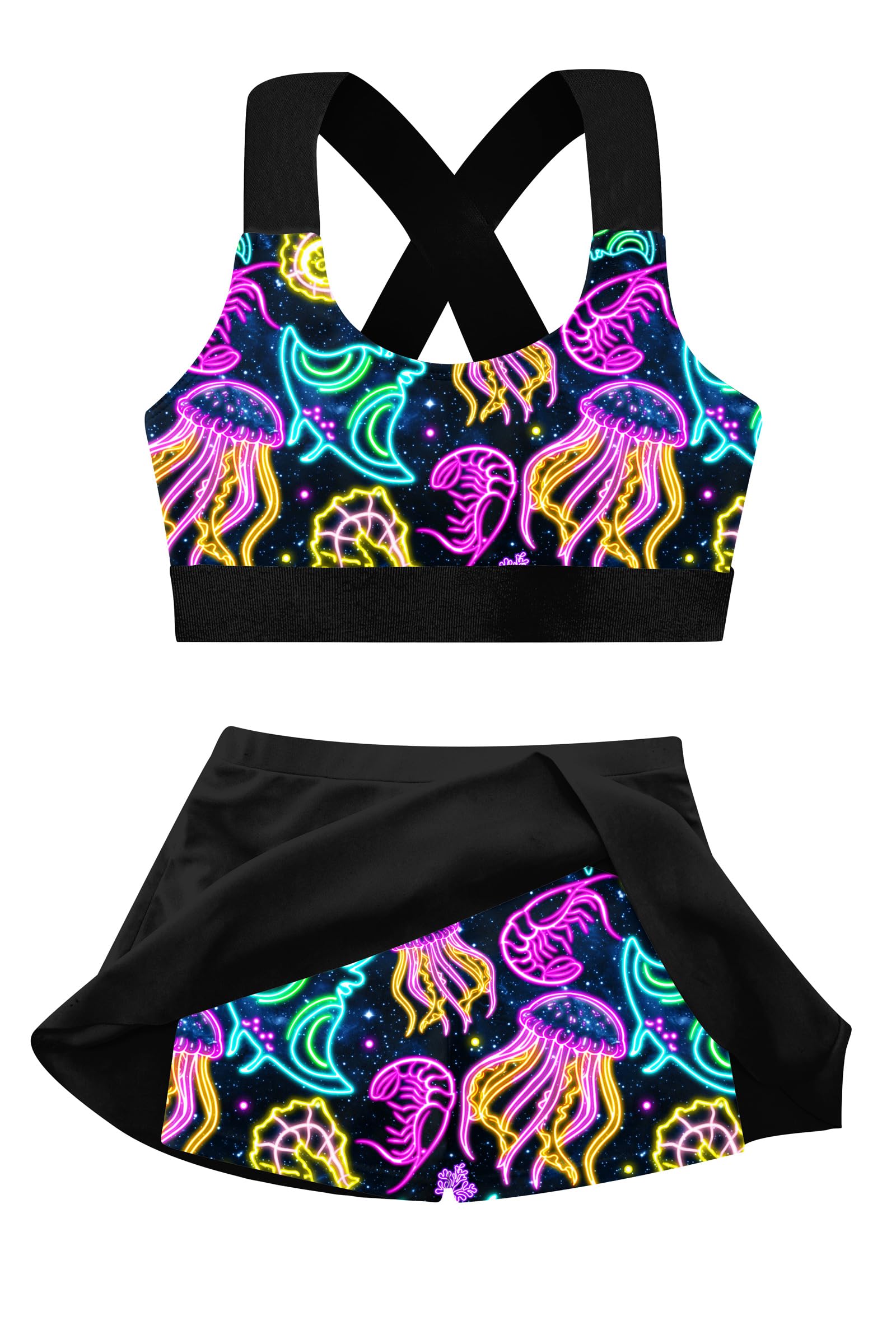 Cutemile Little Girls Two Piece Tankini Swimsuit Summer Boyshort Bathing Suit Beach Rash Guard Swimwear 6-13 Years