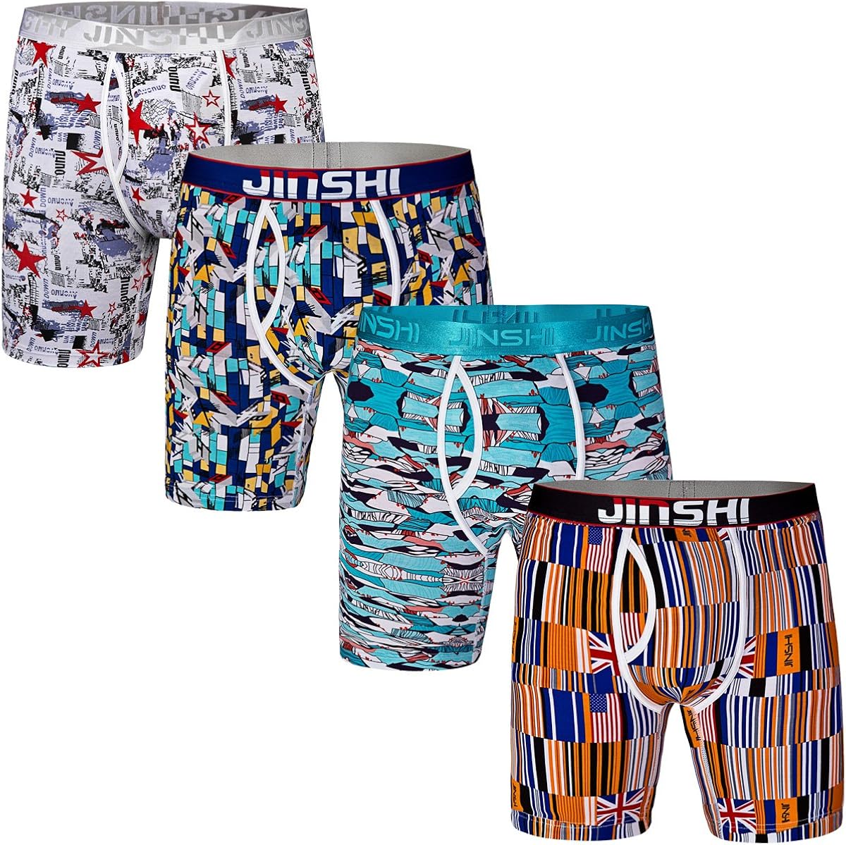 JINSHI Men's Underwear Bamboo Performance Long Boxer Briefs