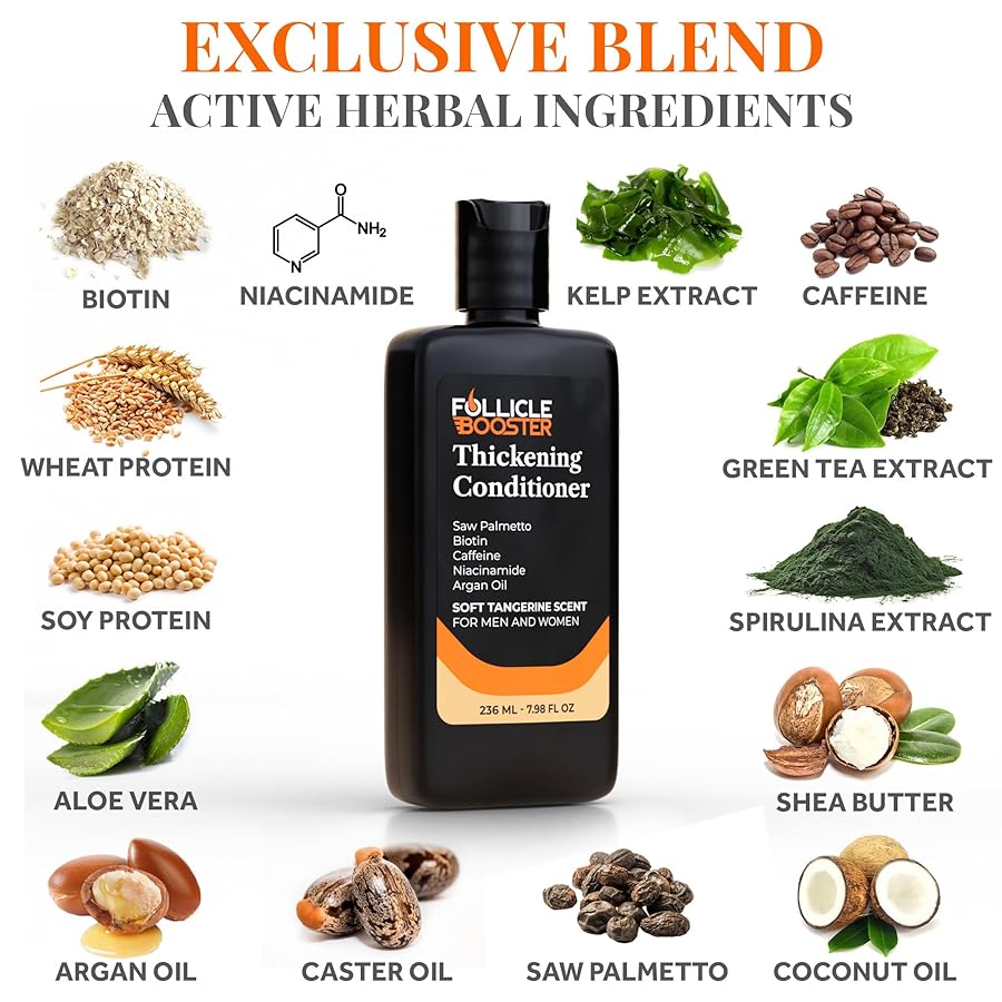 Biotin Hair Growth Conditioner for Men and Women - Treatment for Thinning Hair and Hair Loss with Natural and Vegan DHT Blockers - Caffeine, Saw Palmetto, Niacin, Zinc - Cruelty and Paraben Free - image 2