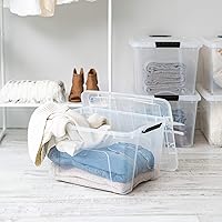 Vista 4 de IRIS USA - Contenedores de almacenamiento de plástico apilables de 40 cuartos de galón con tapas y hebillas de cierre, paquete de 4