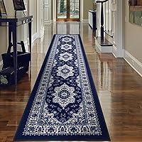 Vista 38 de Antep Rugs Alfombras Oriental - Alfombras tradicionales de 2 x 7 pies (antideslizante) de bajo perfil con parte trasera de goma para interiores Azul
