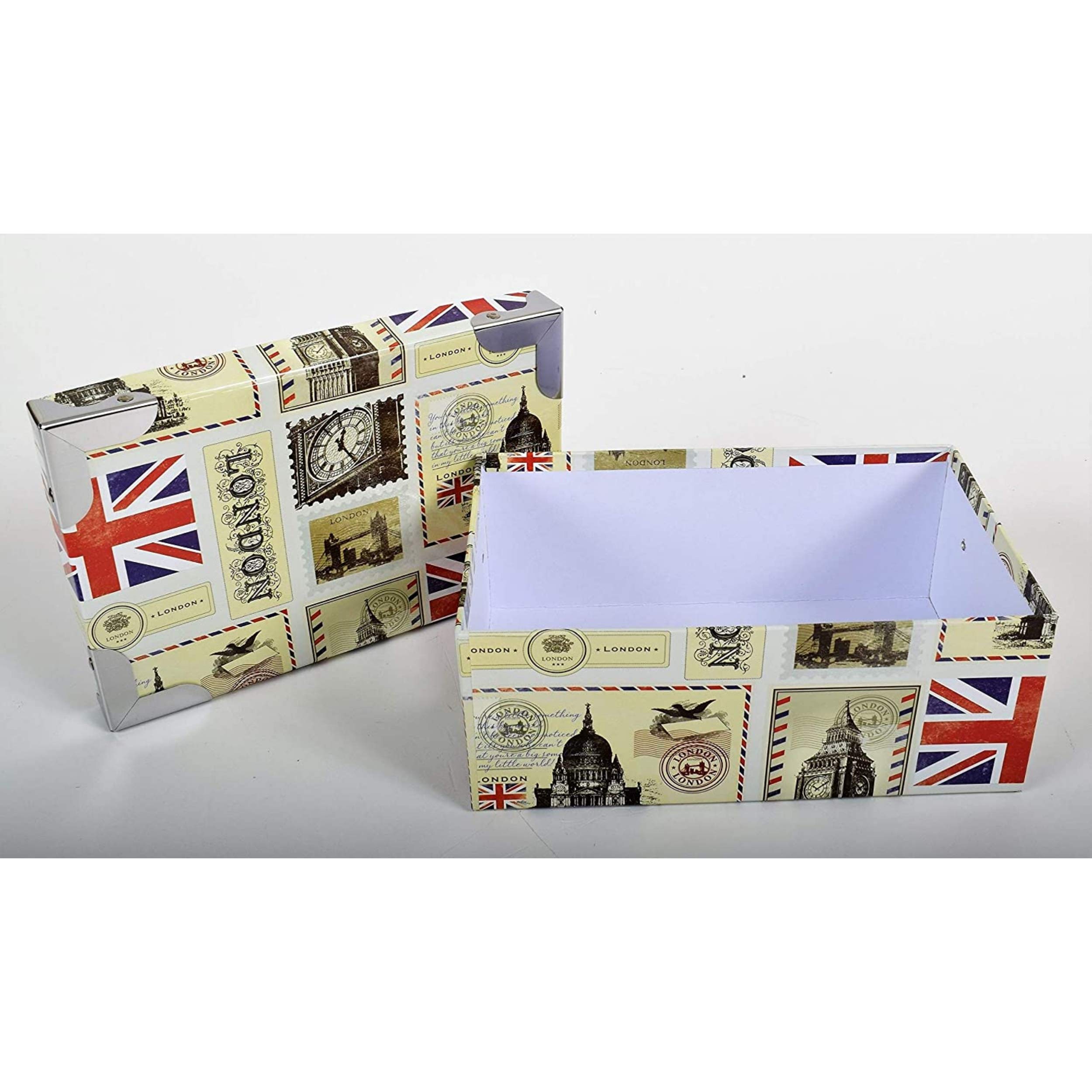 2J London, Set Of 4 Printed Cardboard Storage Boxes Decor UK, England - Image 4