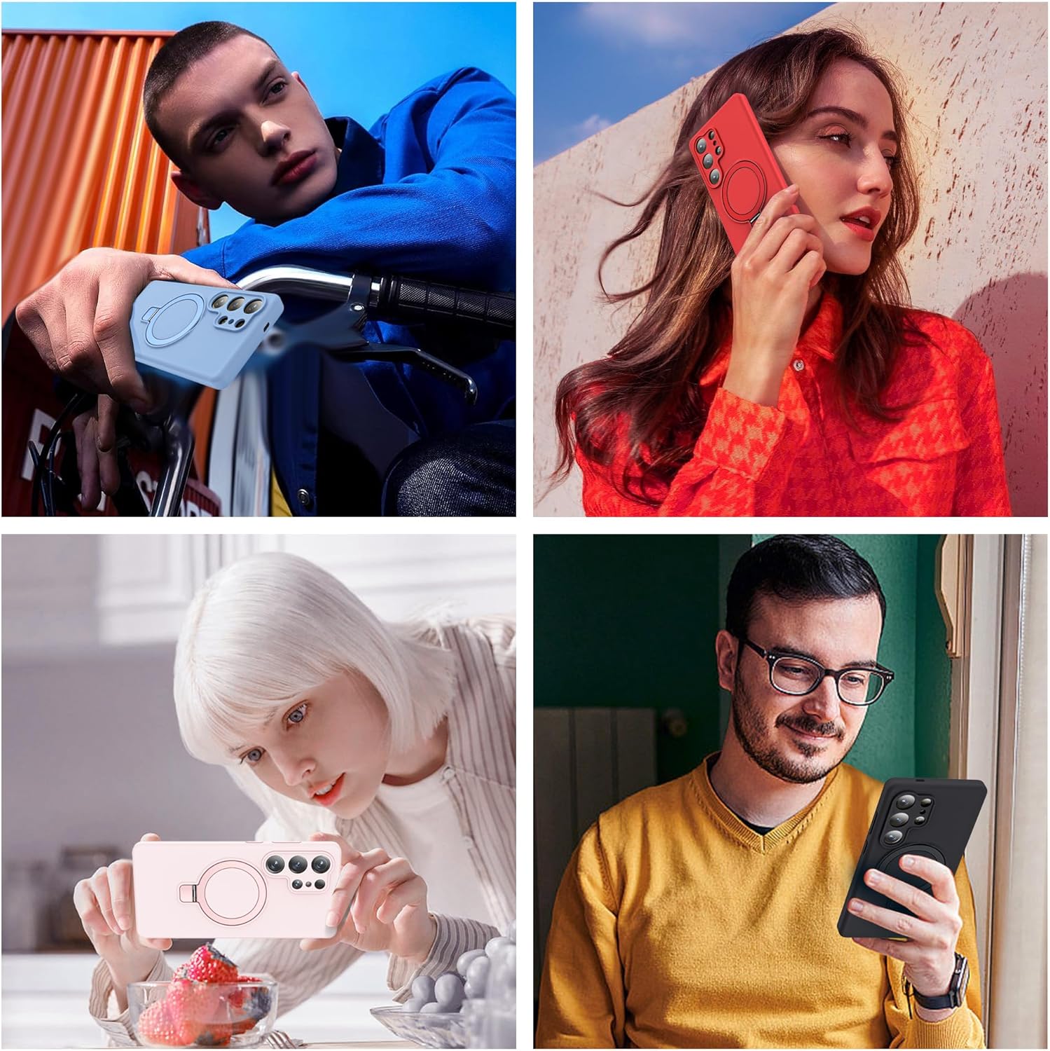 Designed for Samsung Galaxy S25 Ultra 6.9'' with Magnetic Ring Stand[Compatible with Mag-Safe][Military-Grade Protection] Slim Liquid Silicone S25 Ultra Phone Case for Men Wowen,Red - Image 7