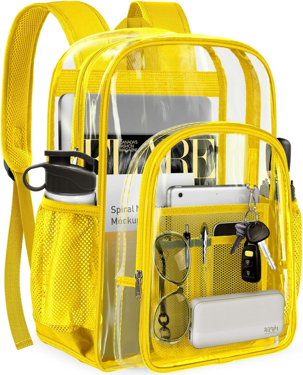 PAMANO Clear Backpack Transparent Heavy Duty School PVC Bookbag See Through Bag Boys and Girls for College Work Travel Security