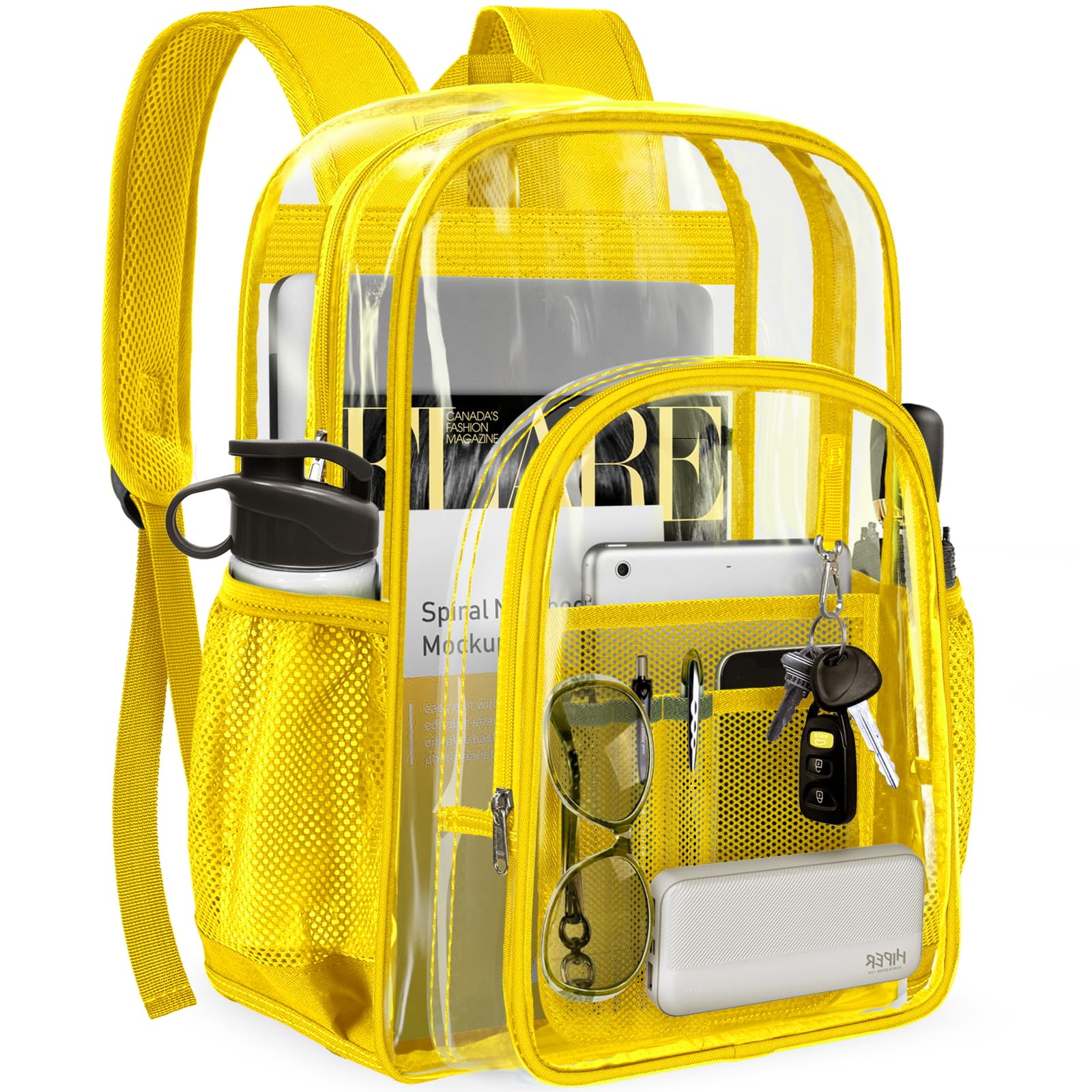 PAMANO Clear Backpack Transparent Heavy Duty School PVC Bookbag See Through Bag Boys and Girls for College Work Travel Security