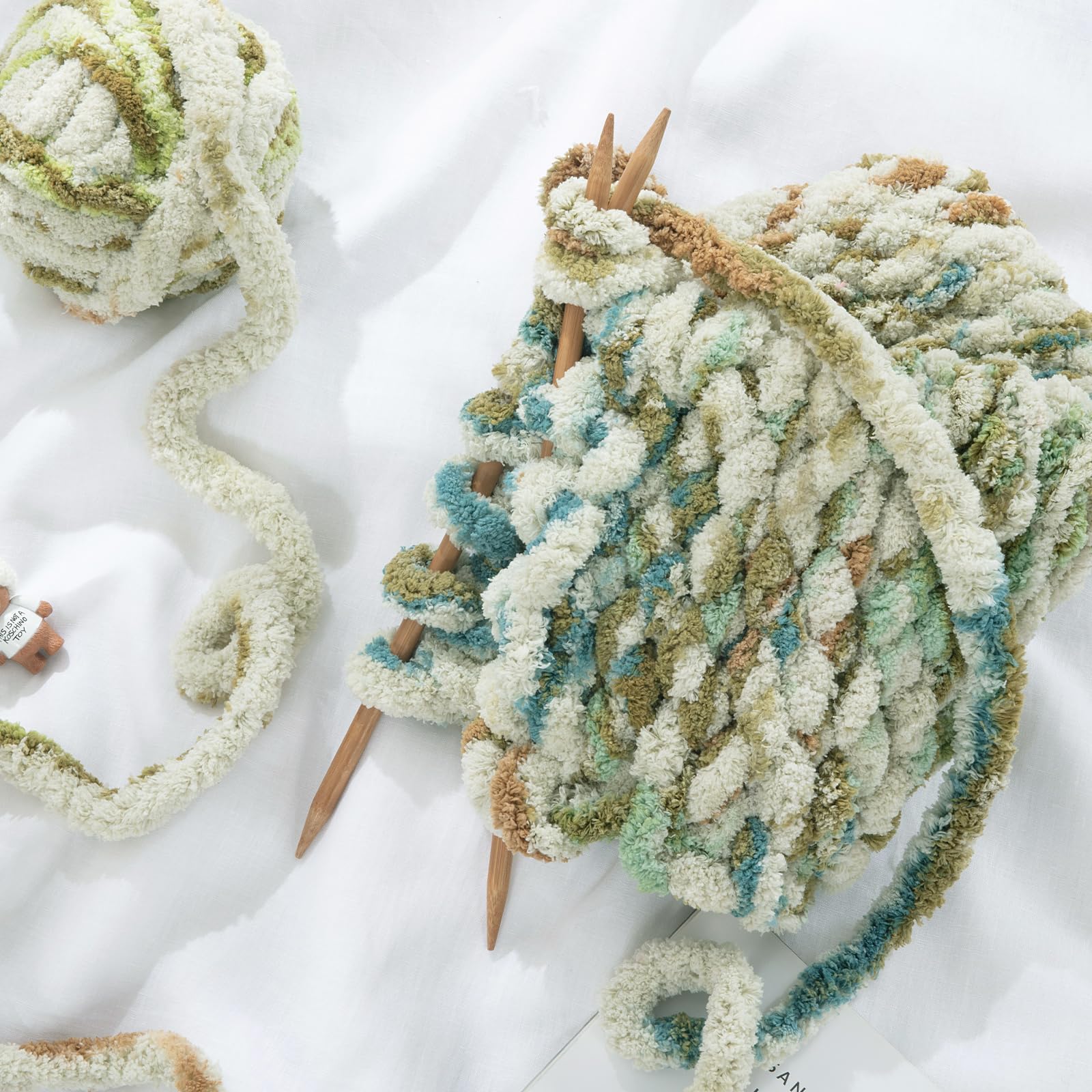 HOMBYS Chunky Chenille Yarn For Hand Knitting,Super El Salvador