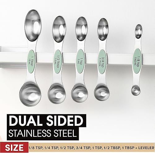 Miniatura 3 de Cucharas medidoras, magnéticas, pistacho, juego de 8