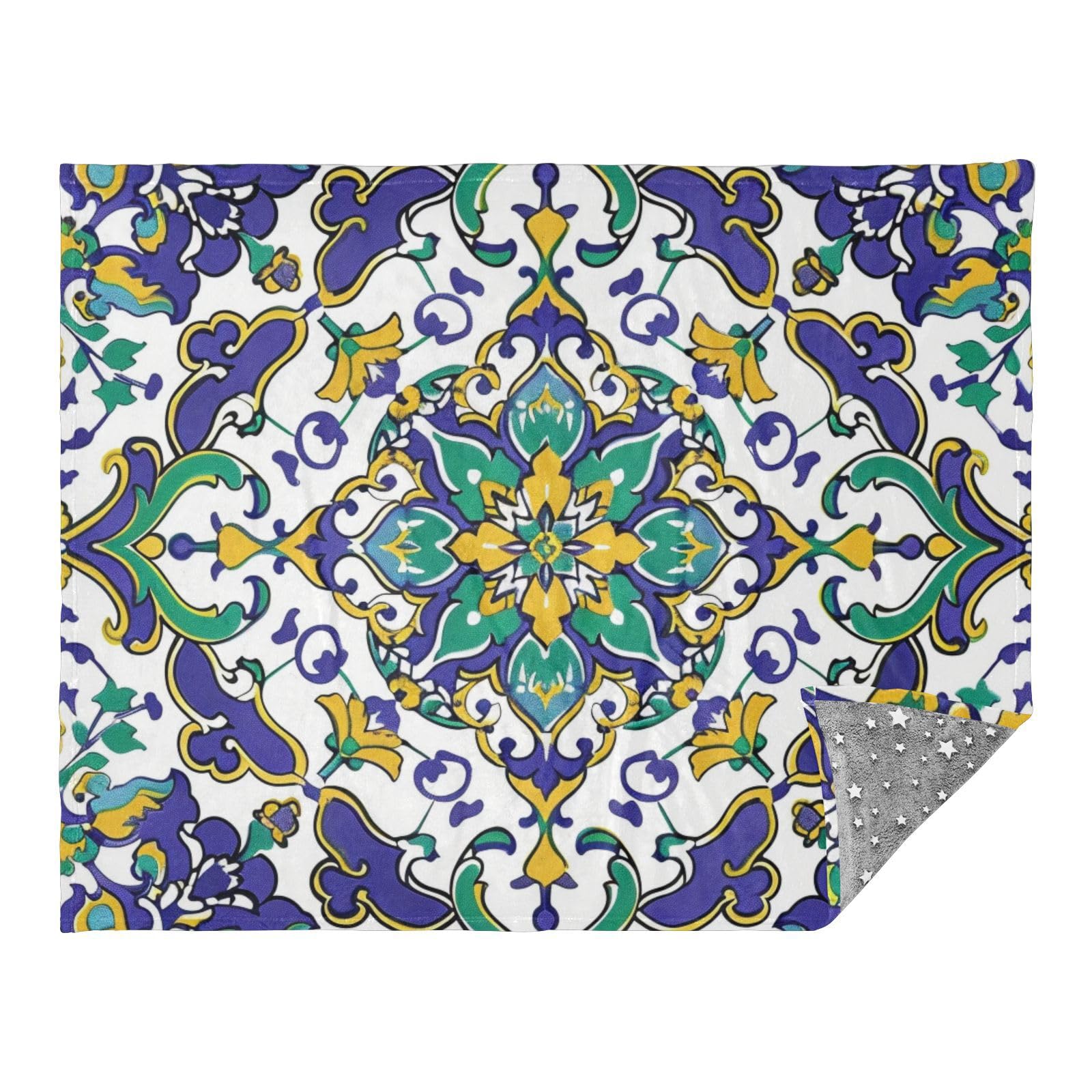 Jeté de lit turquoise bohème 127x178 cm confortable pour grand canapé