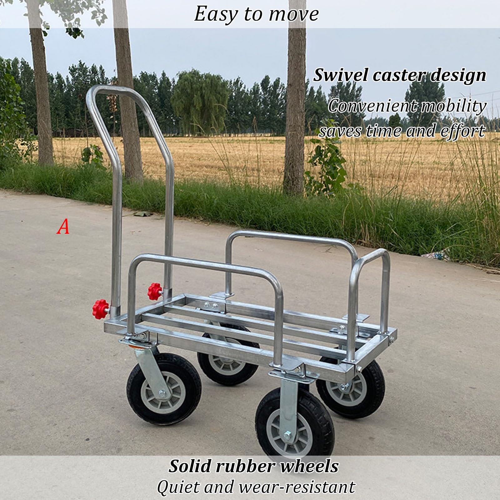 Carros de jardín Plegables con Ruedas giratorias y Capacidad de 150 kg | Carro de cosecha con barandillas para la recolección y el transporte de cultivos(A,90cm)