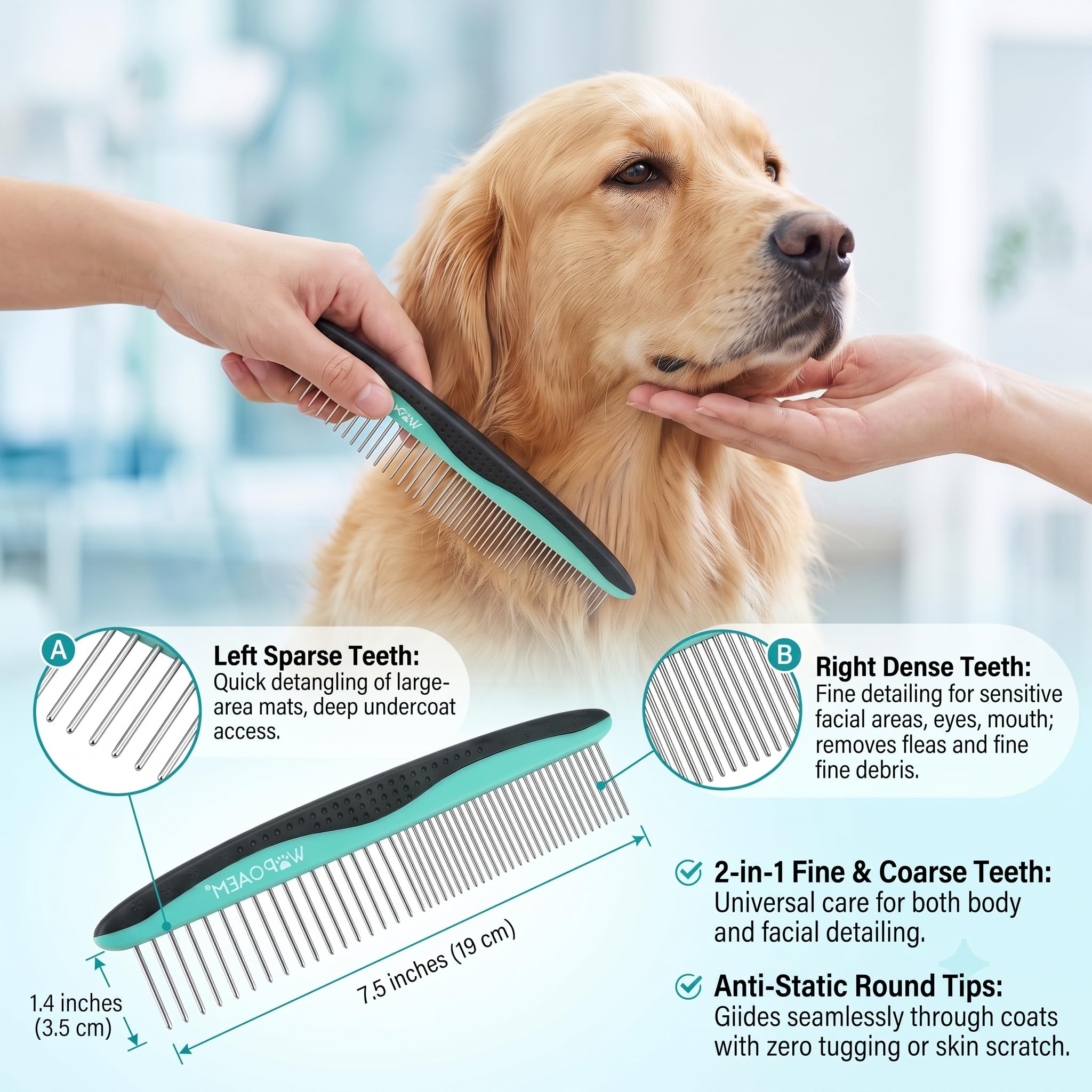 Kit de cepillo para perros para desprendimiento y aseo de perros y gatos de pelo corto y largo, juego de aseo de mascotas 5 en 1 para animales pequeños, cepillo de limpieza automática para perros