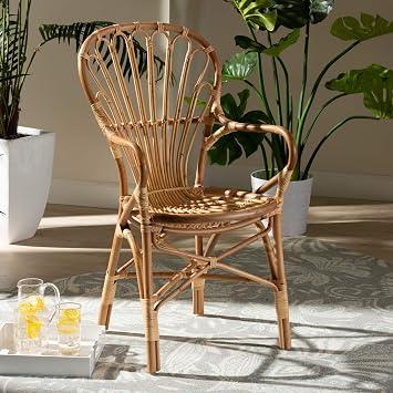 Bali & pari Sheraton Modern and Contemporary Light Honey Rattan Dining Chair