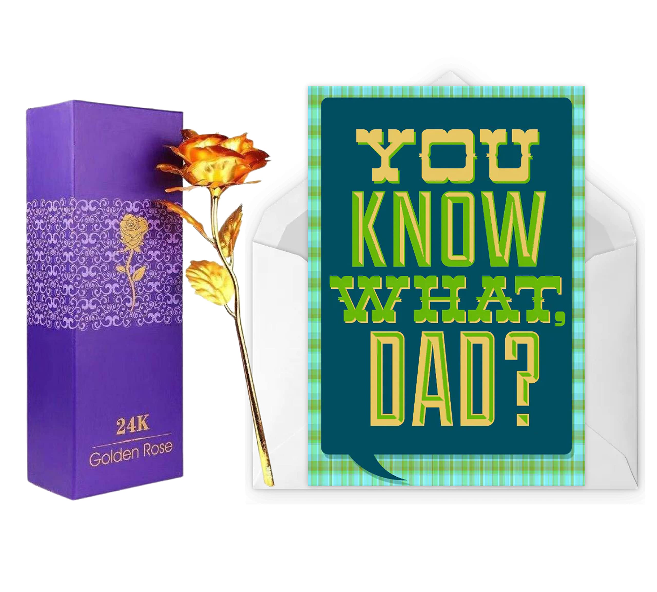 Vending India Personalised/Customised Greeting Card Series - Dad/Father's Day Card With a Golden Rose (My Favorite Parents)