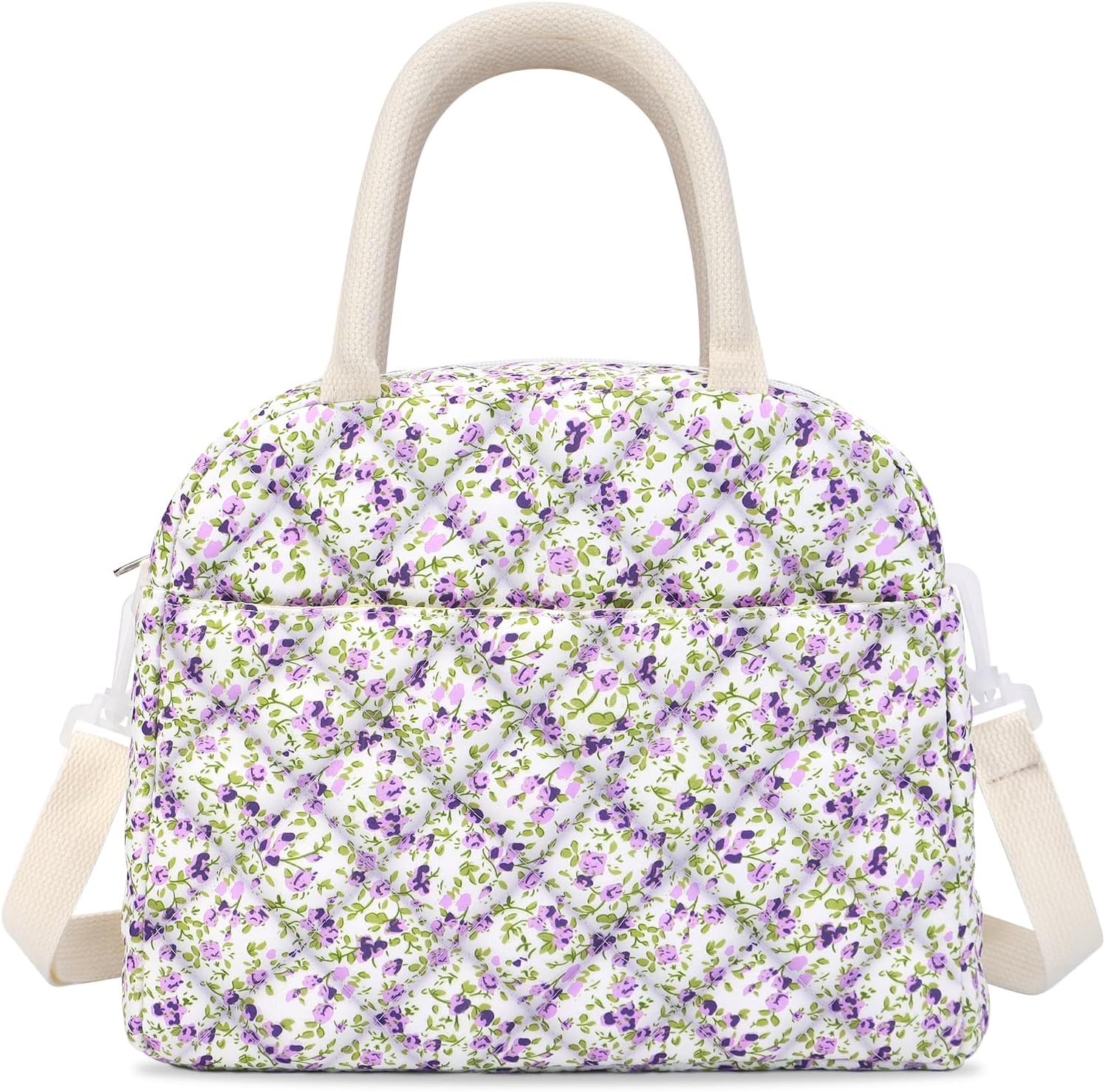 SEEGU Lunch Box for Women, Cute Pink Floral Insulated Cooler Lunch Bag