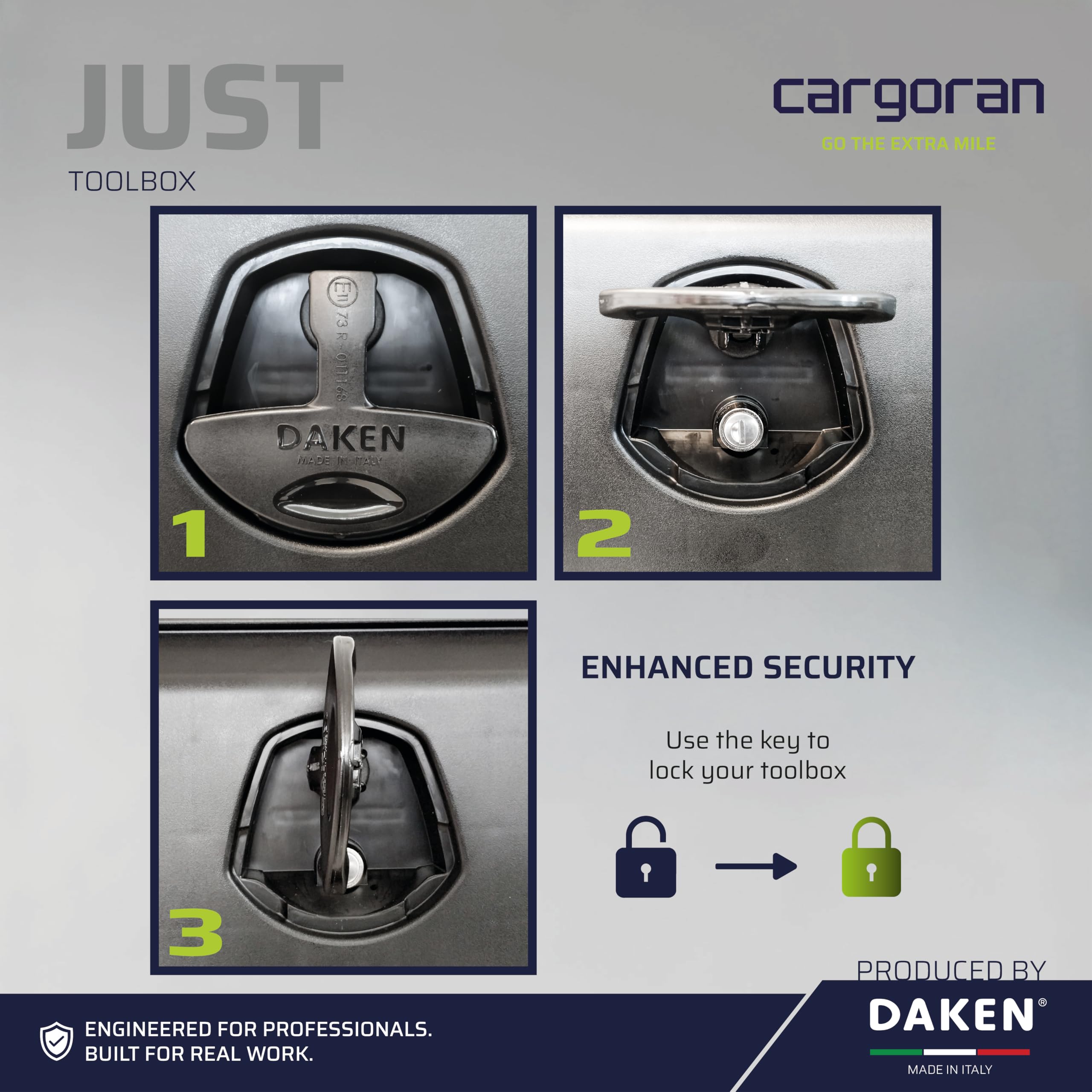 DAKEN Just - Caja de herramientas multiusos de plástico con cerradura, para furgoneta, camión, caravana, carro y remolque, varios tamaños