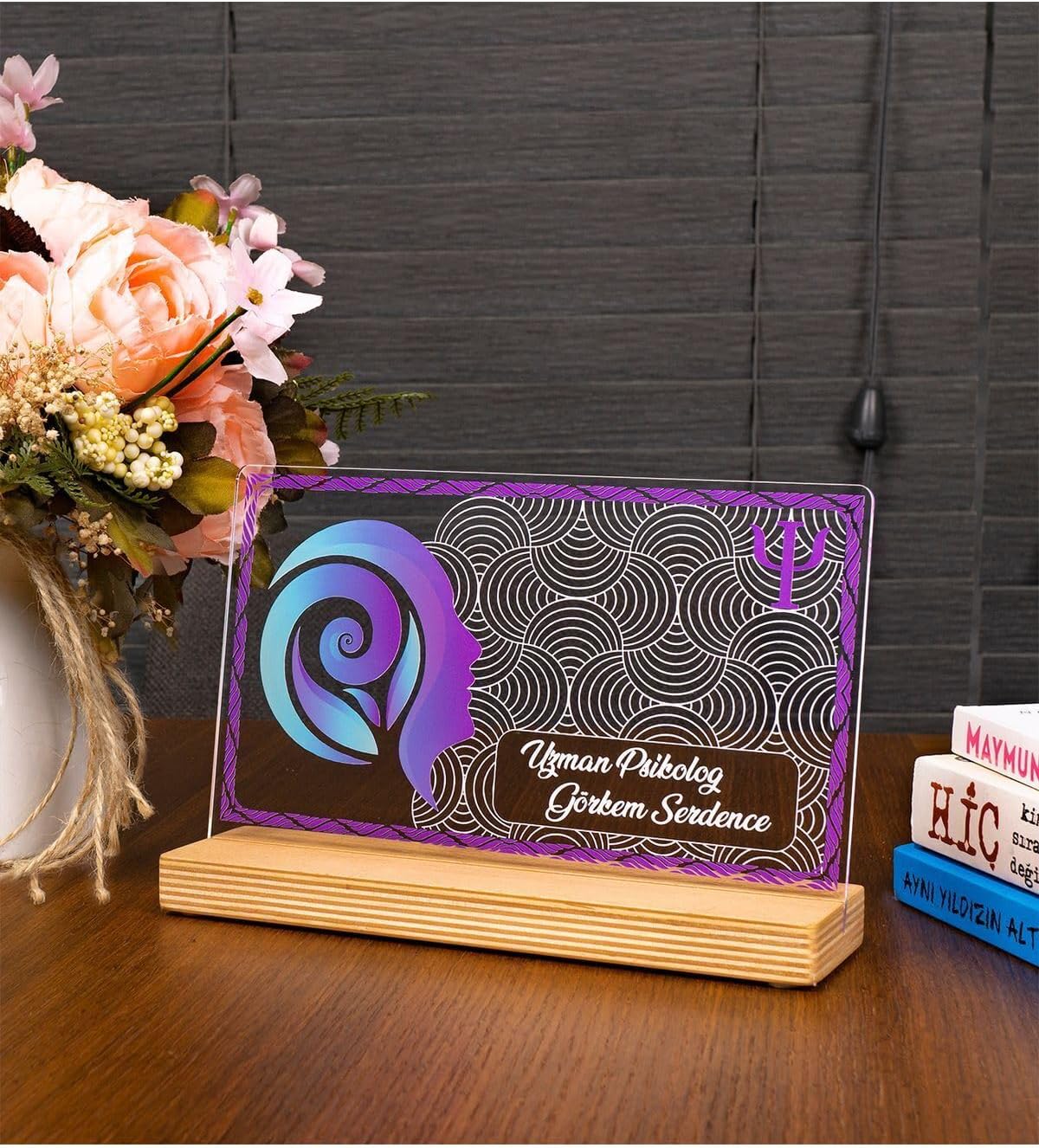 SODEF Psychologist Gift Desk Name Plate LED Lamp Psychiatry Doctor Gift Psychological Counselor Gift Color Changing Desk Lamp Home Decor - Kırmızı, Mavi, yeşil, pembe, sarı, mor, Beyaz, One Size