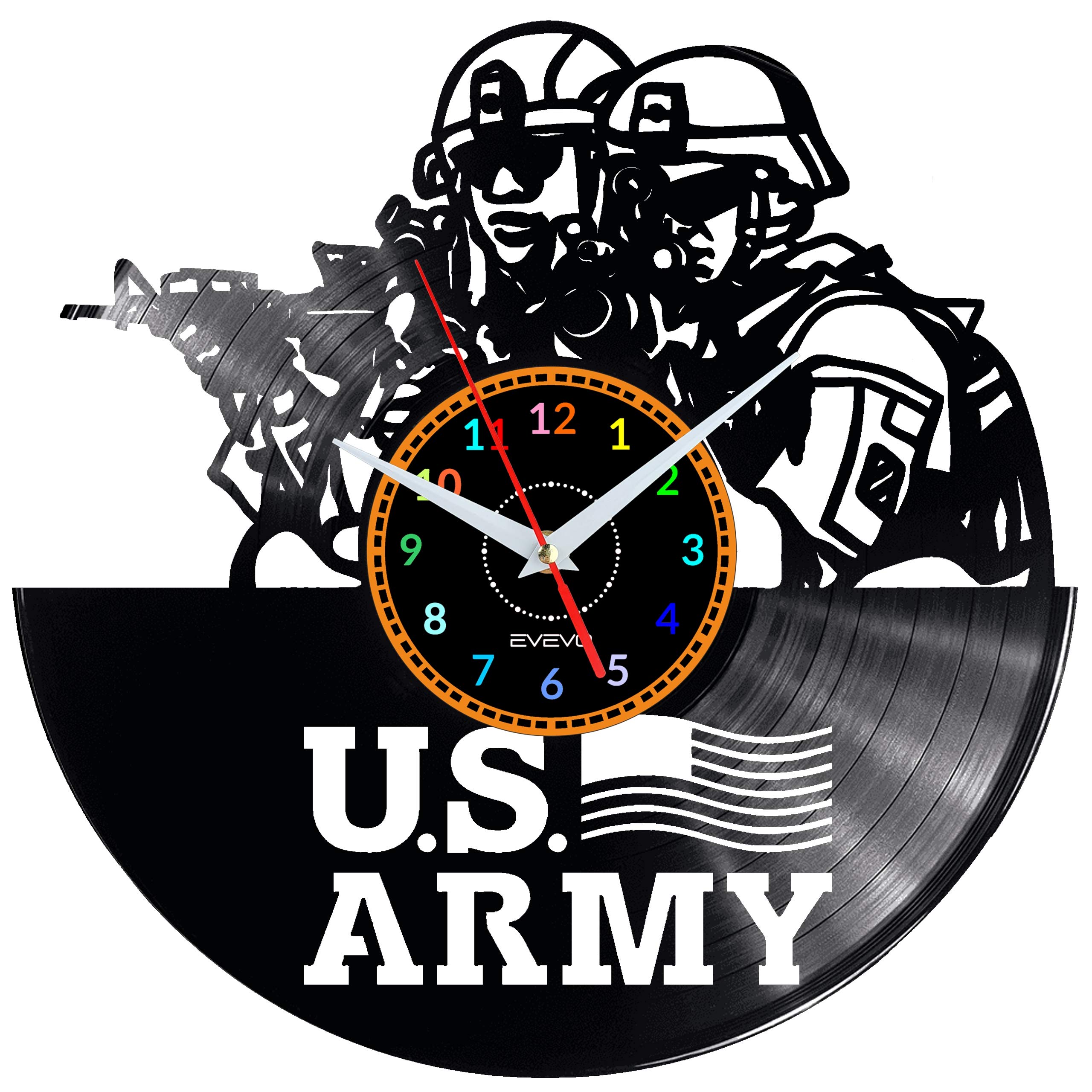 US Army Horloge Murale en Vinyle Décorative et Moderne pour Vétéran W1898